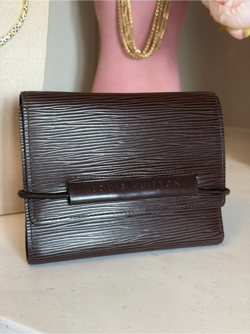 Louis Vuitton Dark Brown Men’s Unisex Epi Leather Fold Wallet